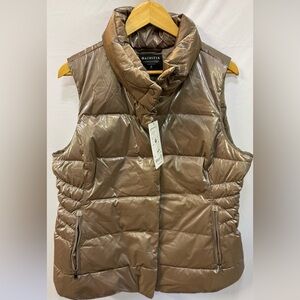 Athleta Downtown Metallic Vest Size Large Down Rose Gold Pink